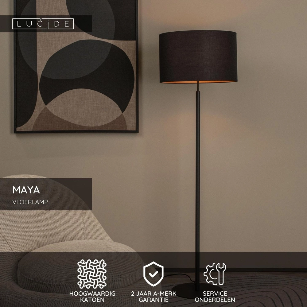 Floor lamp Maya Black Lucide 5411212452627