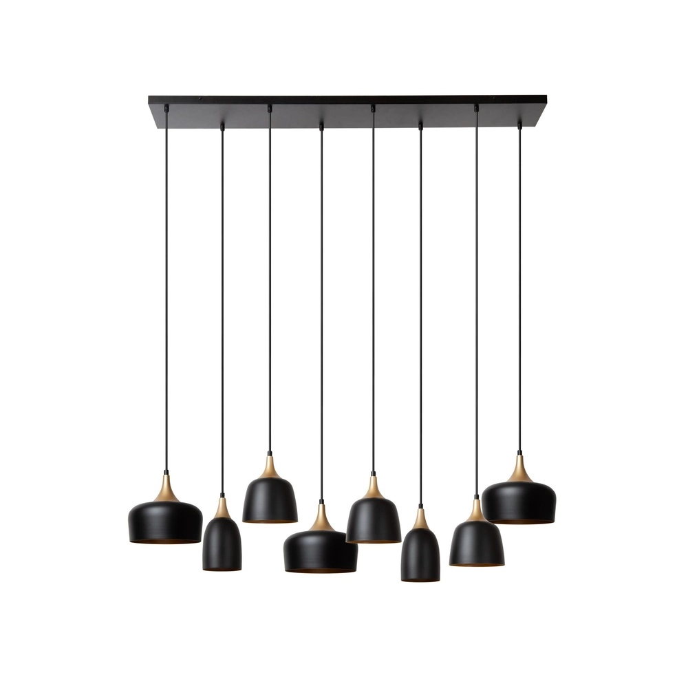8-light pendant lamp Chayanne Design black with gold