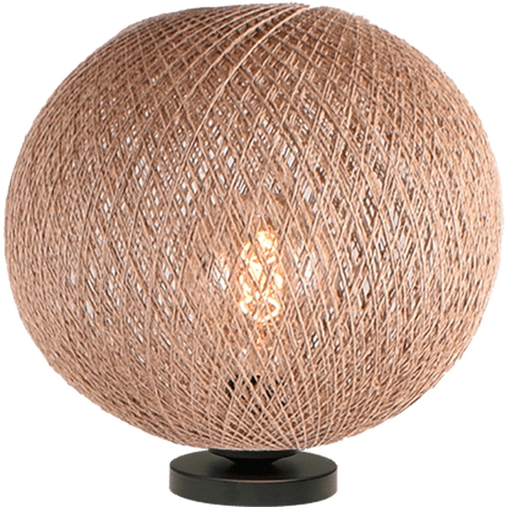 Table lamp Corda black with rattan Ø 30cm