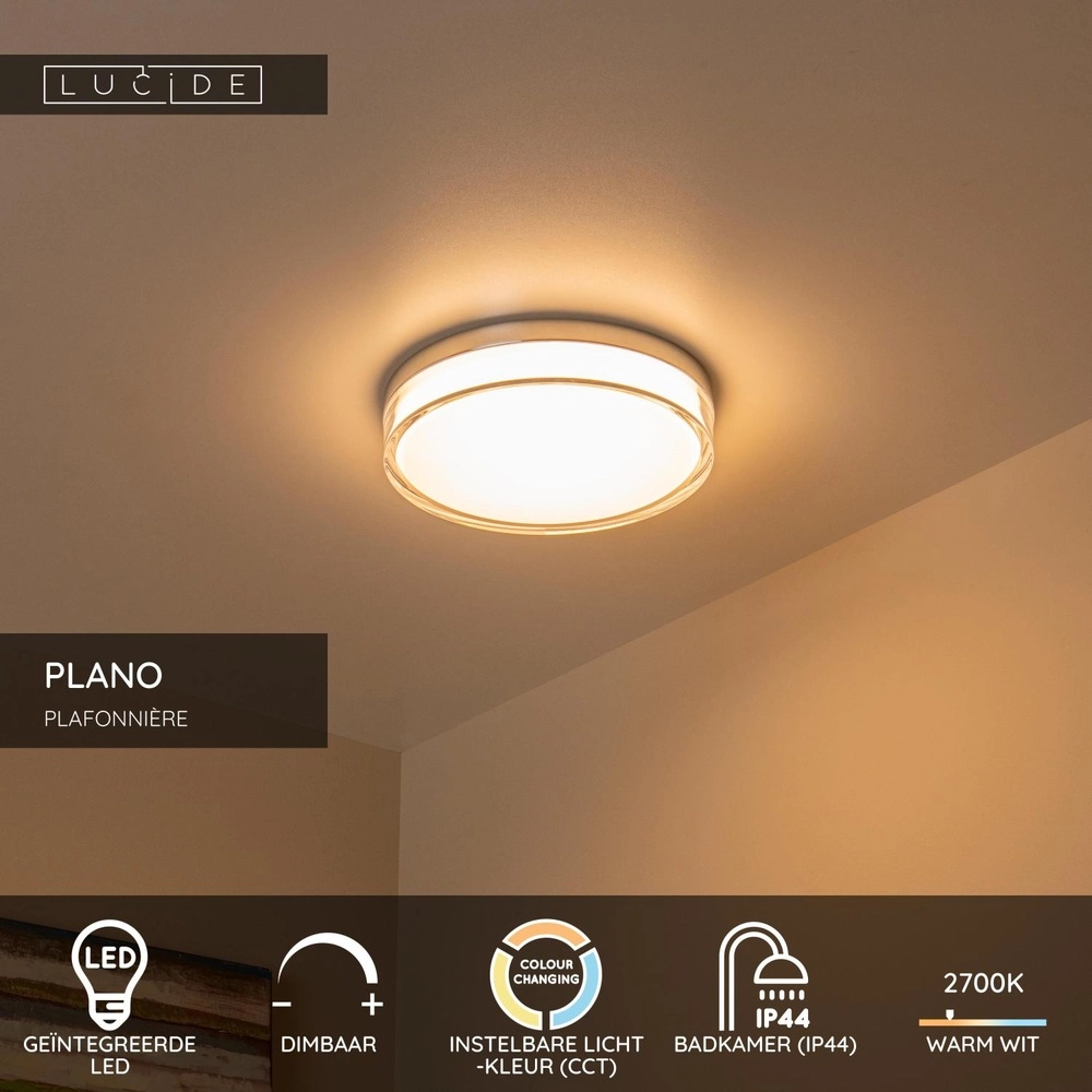 Ceiling light Plano Ø 28cm chrome Lucide 5411212782939