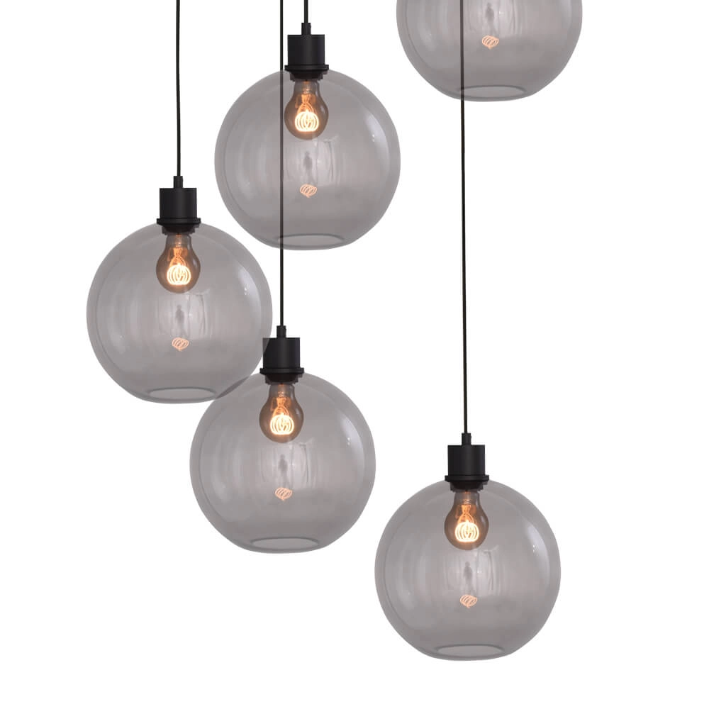 Vide hanging lamp Lazise 5x Ø 20cm black Masterlight 8718121303574