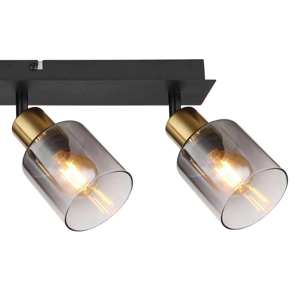 4-light ceiling lamp Hollsy black with smoke glass Globo 9007371451852
