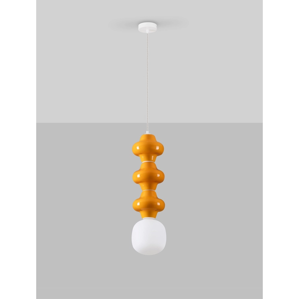 Pendant lamp Clio L orange ceramic with white glass Lyora 5212017461322