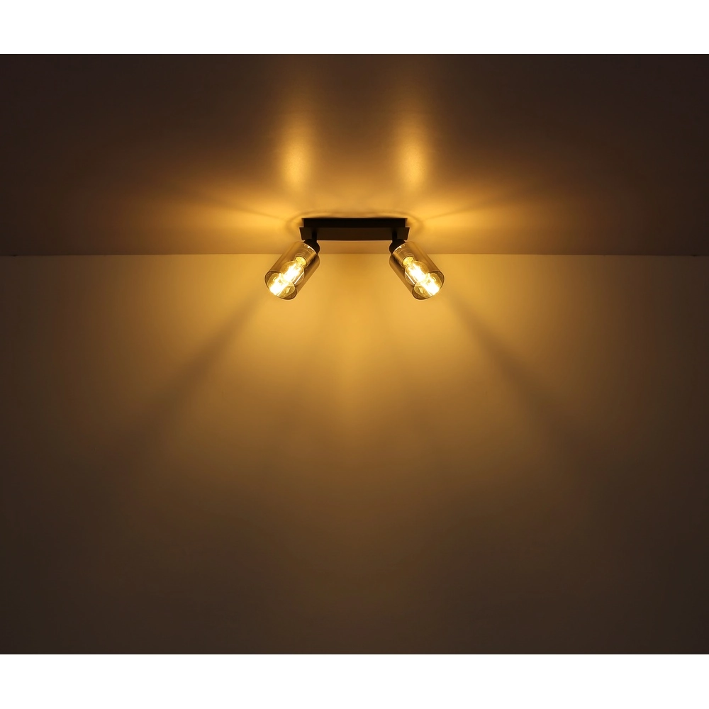 Ceiling lamp Hadera 2-light black with smoke glass Globo 9007371440214