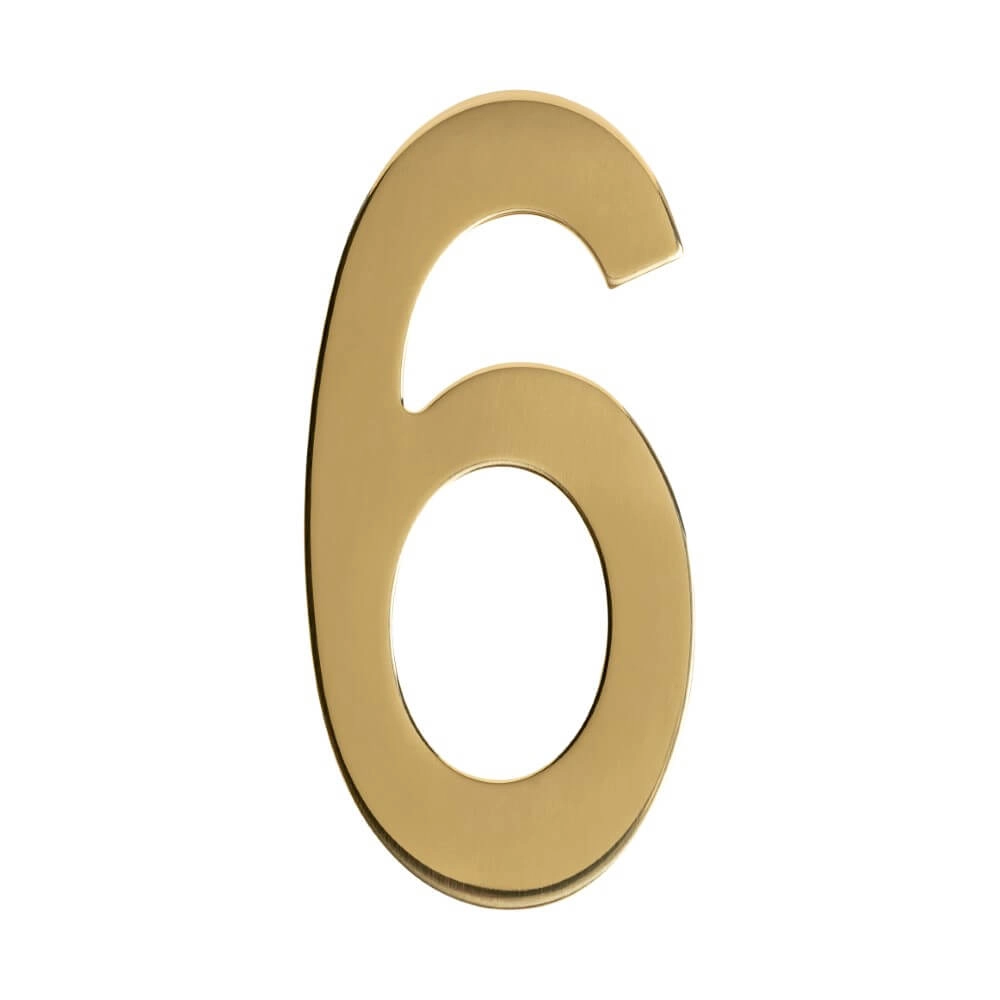 House number 6 Numbra 15cm brass