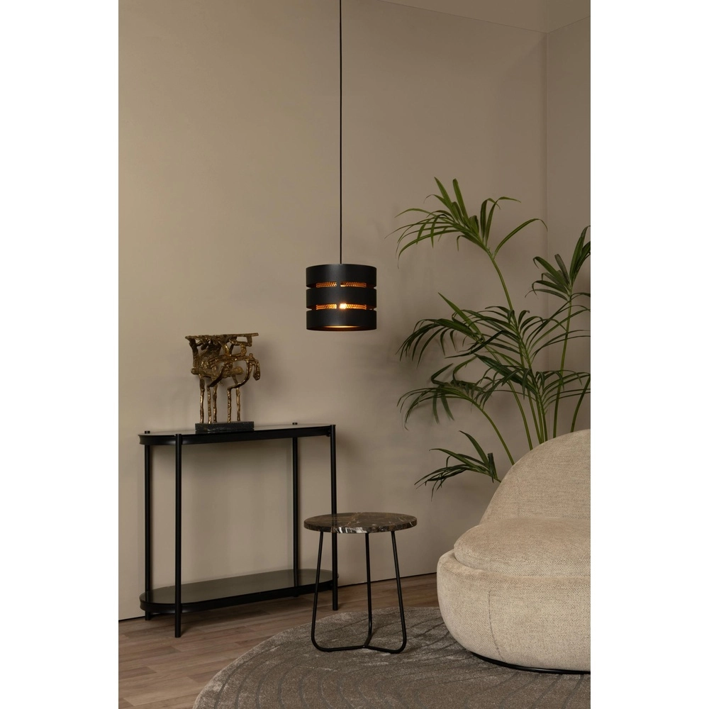 Pendant lamp Rosas Ø 26cm black with gold Lucide 5411212211811