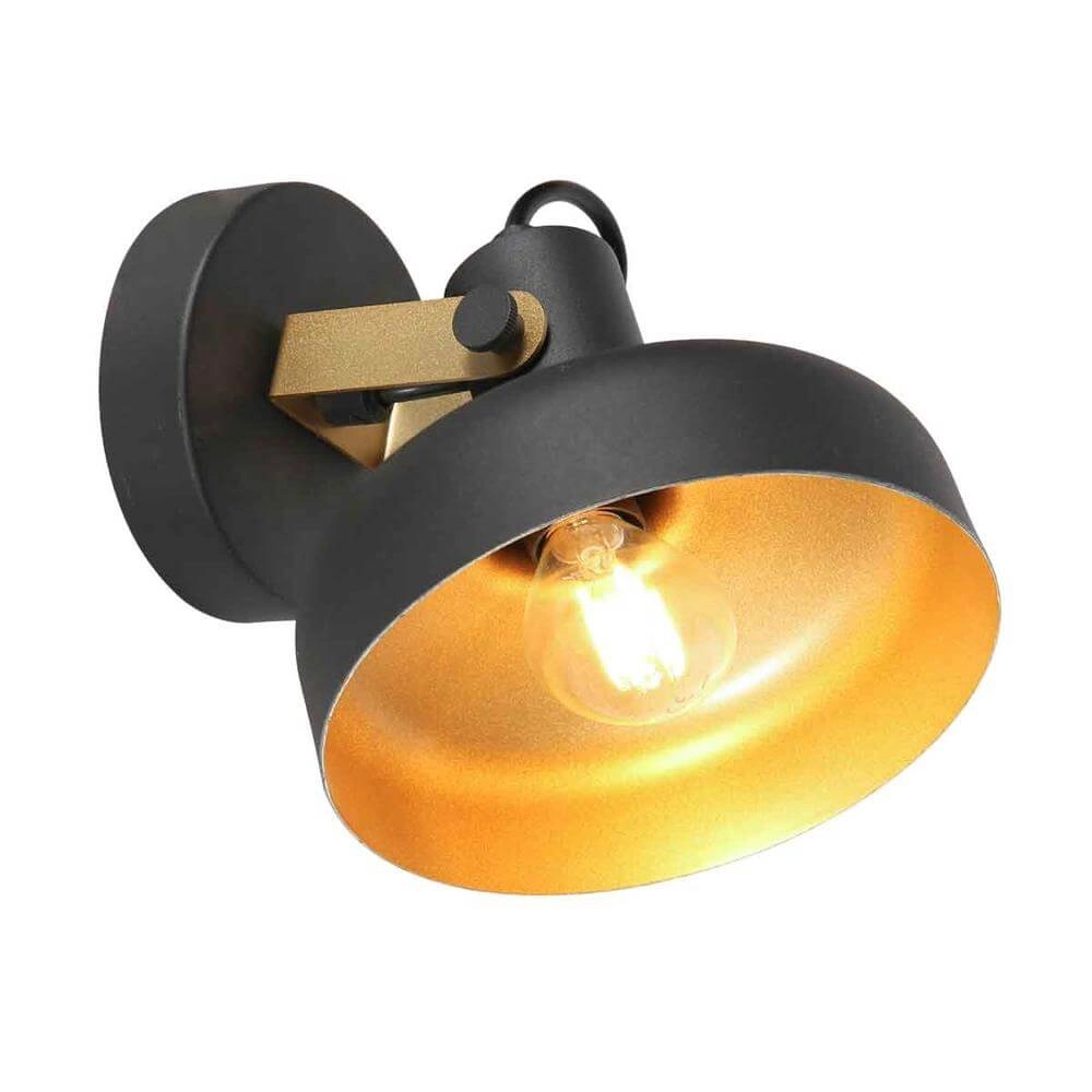 Wall lamp Prato black with gold Steinhauer 8712746176377