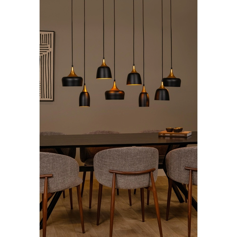 8-light pendant lamp Chayanne Design black with gold Lucide 5411212051554