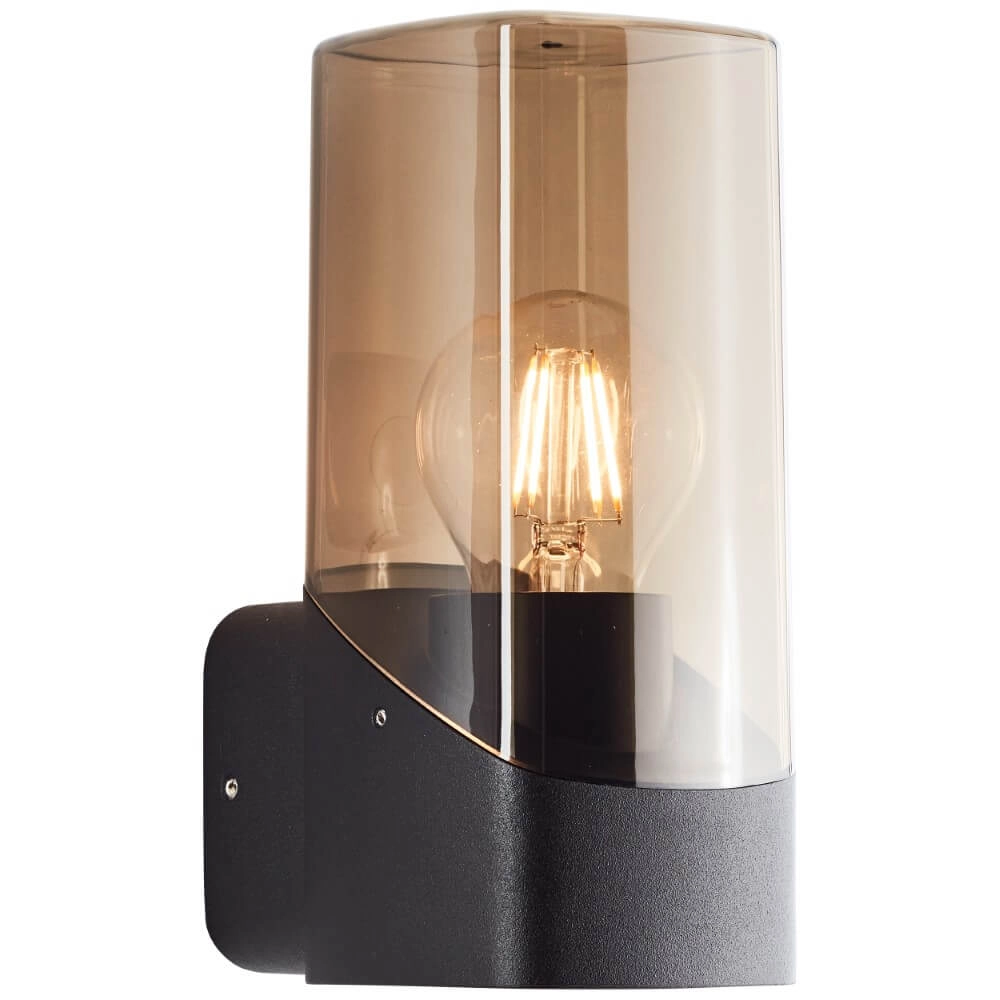 Black wall lamp Minou with smoke glass