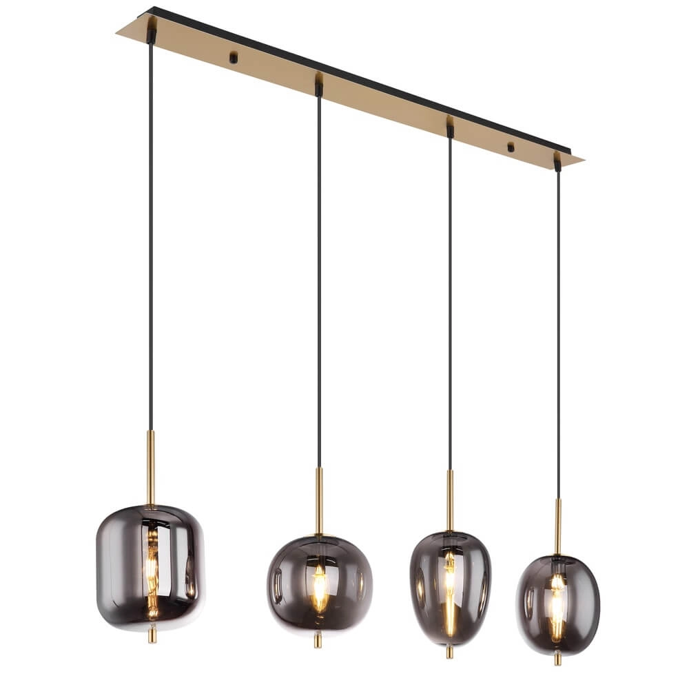 Golden pendant lamp Blacky I 4-light