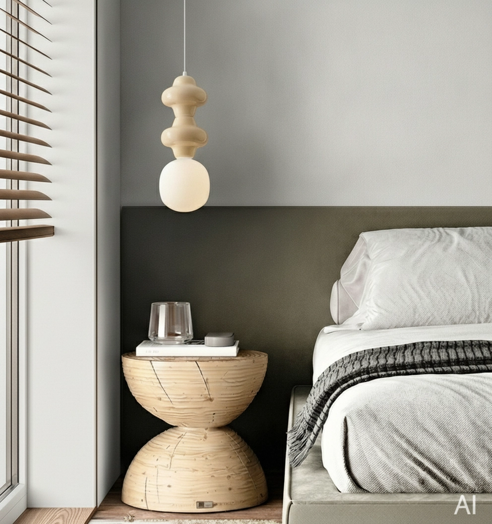 Pendant lamp Clio M yellow ceramic with white glass