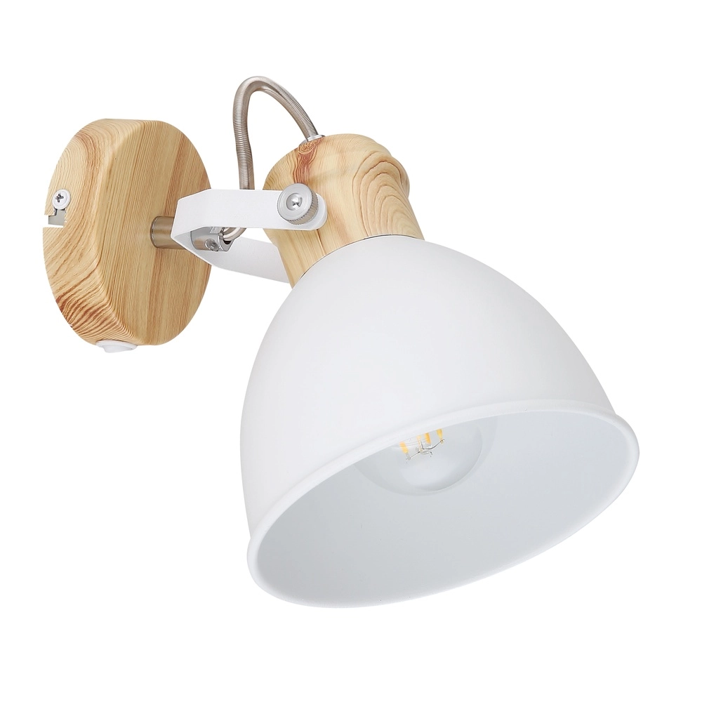 Scandinavian wall lamp Wiho white with wood Globo 9007371409174