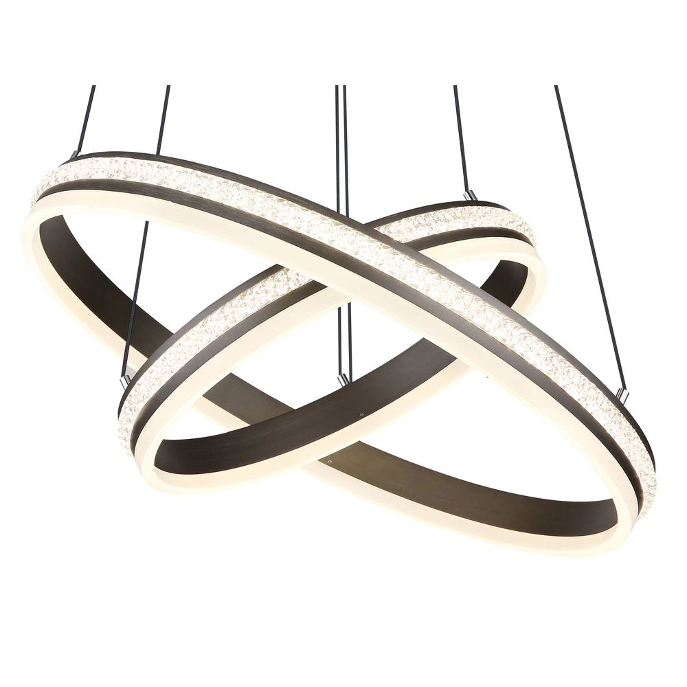 Design pendant lamp Grouni 2 rings titanium brushed Globo 9007371454990