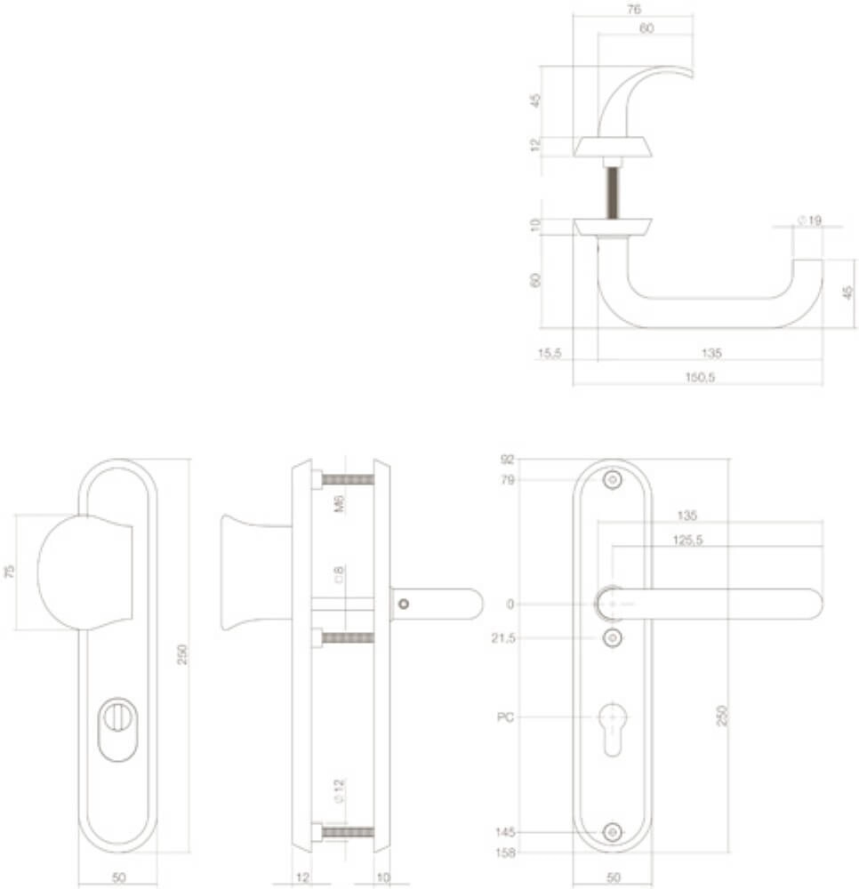 Front door fittings Vurano core pull protection oval PC 92mm stainless steel Intersteel 8714186393697