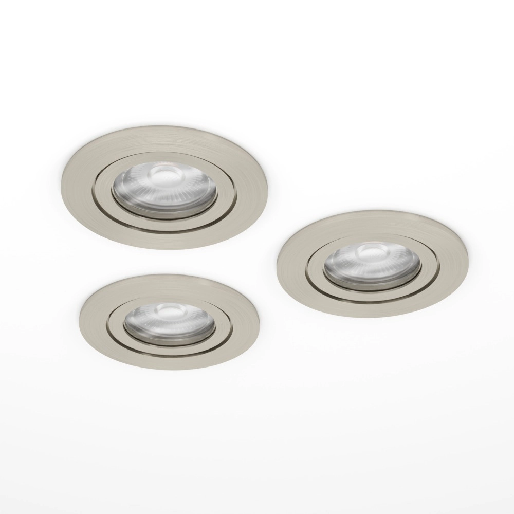 Set of 3 recessed spotlights Barranco nickel Ø 9cm - 4.5W - 3000K Eglo 9008606359264