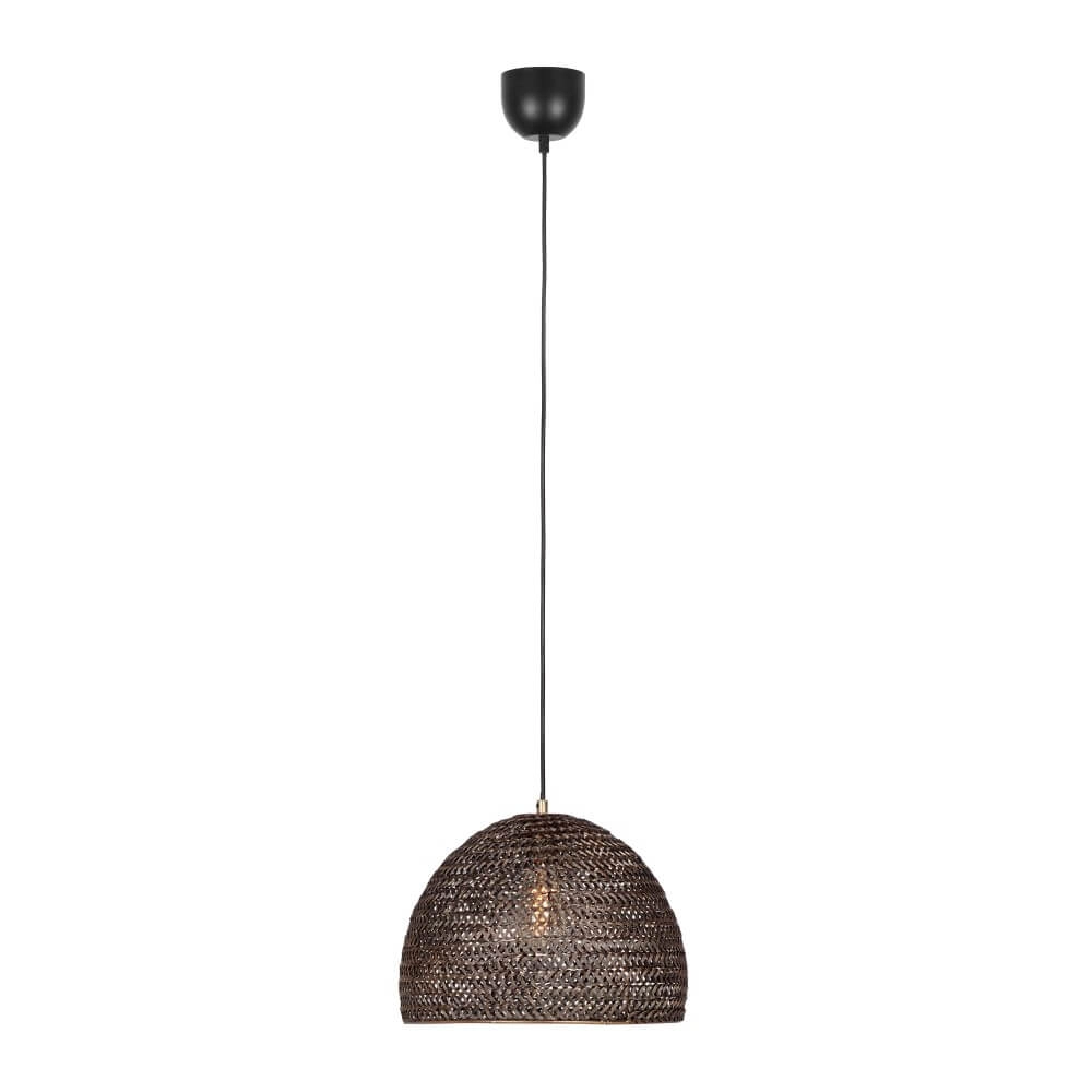 Black rattan pendant lamp Kamara Ø 36cm Trio 4017807617344