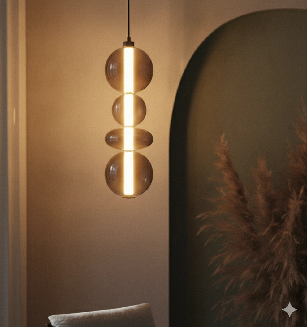Pendant lamp Bally smoke glass 62cm