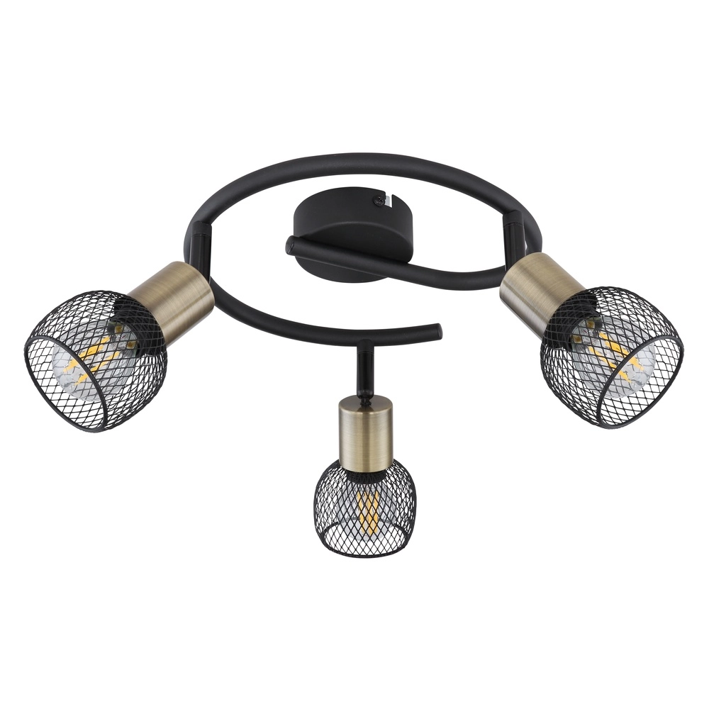 Ceiling lamp Fiastra 3-light black with mesh Globo 9007371427116