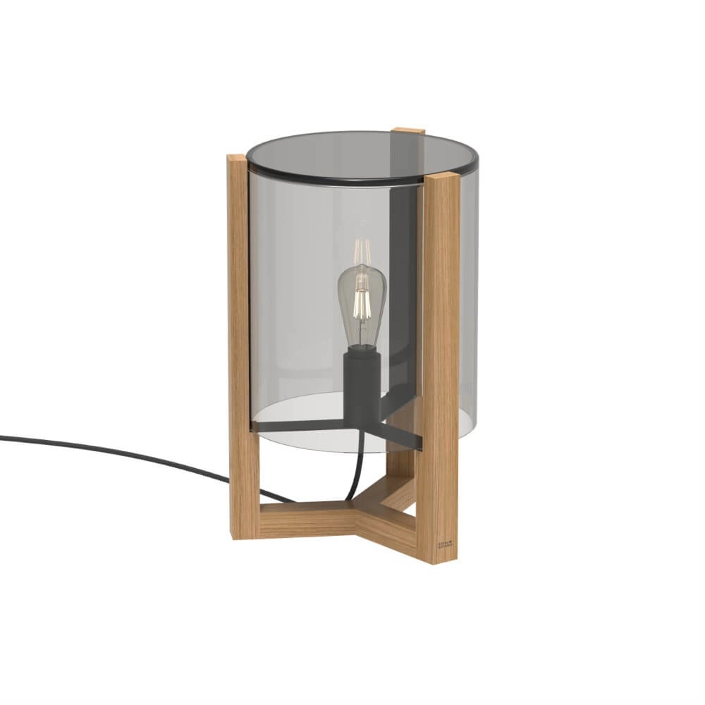 Table lamp 50cm Tristar teak with smoke glass