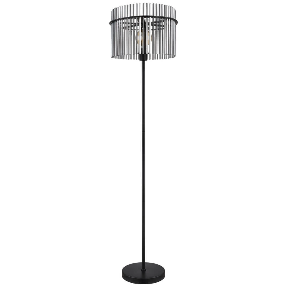 Black floor lamp Gorley with smoke glass Ø 38cm Globo 9007371451180