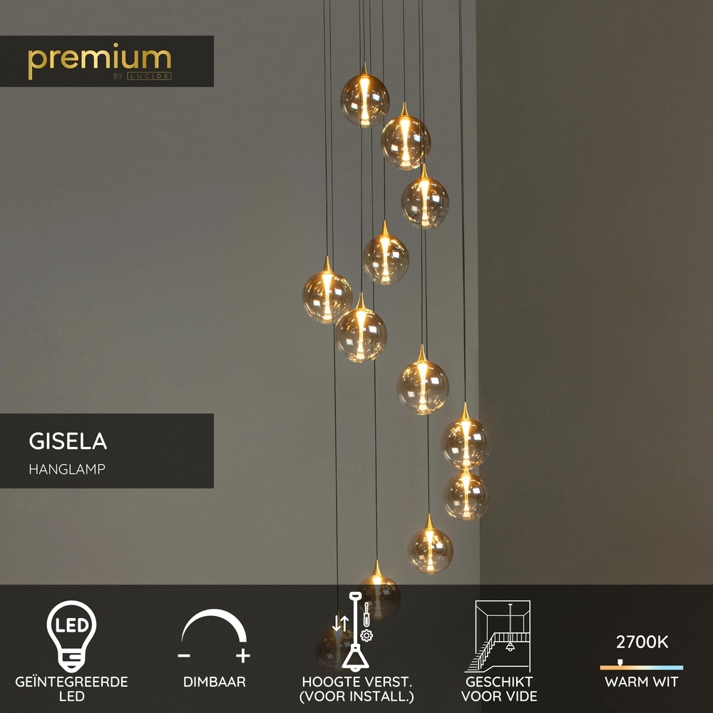Design LED pendant light Gisela fading - 12x Ø 16cm Premium by Lucide 5411212134851