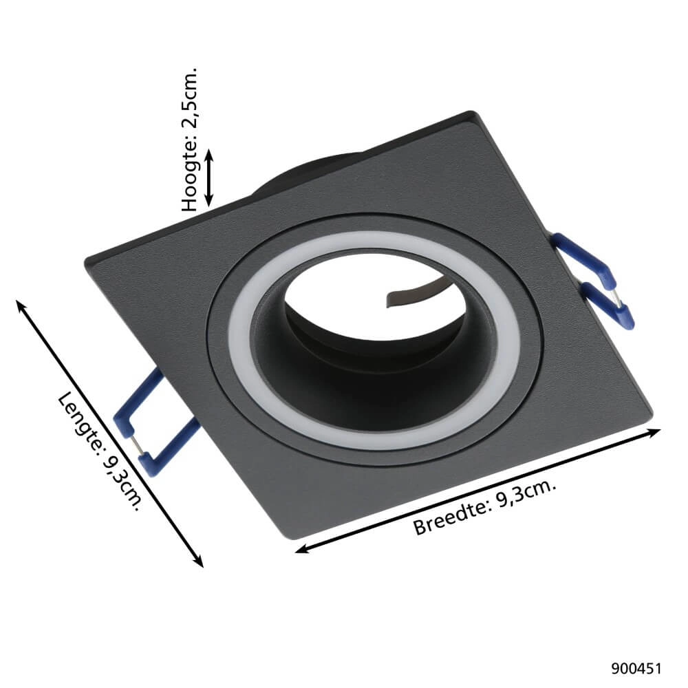 Square recessed spotlight Carosso black Eglo 9008606238767