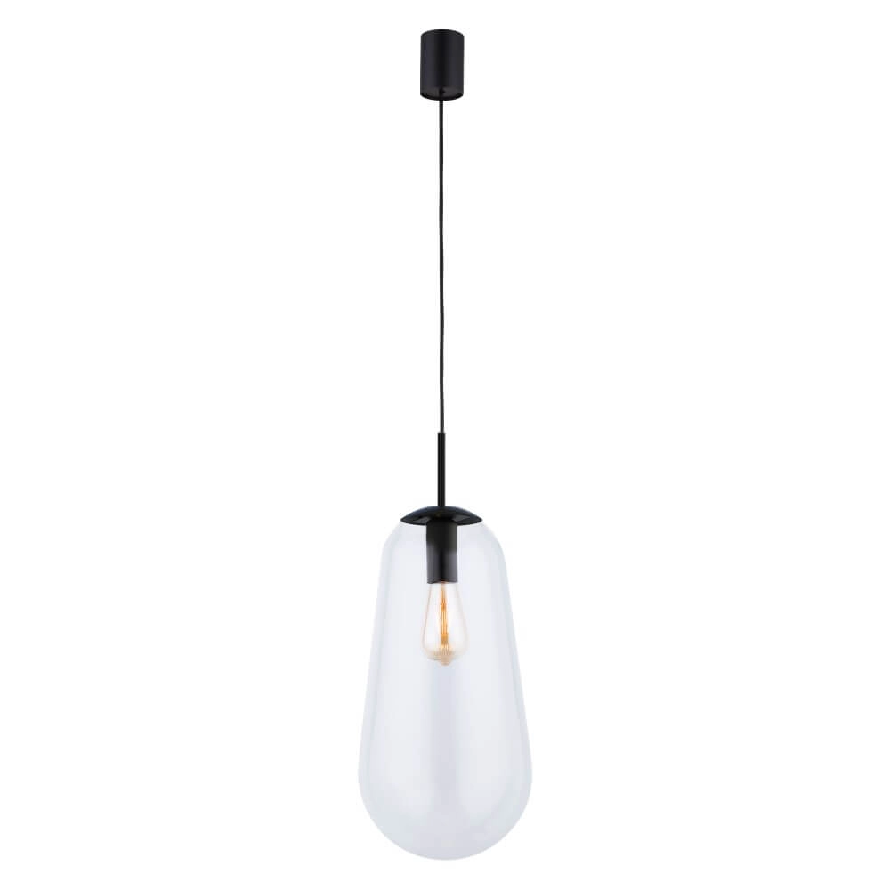 Ø 22cm hanging lamp Pear Large black with clear glass Lyora 5903139779791