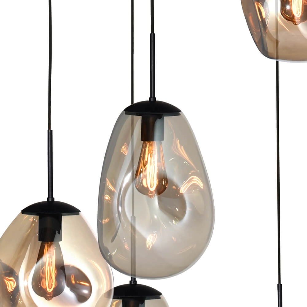 Vide hanging lamp Lava 5x gold glass Masterlight 8718121286532