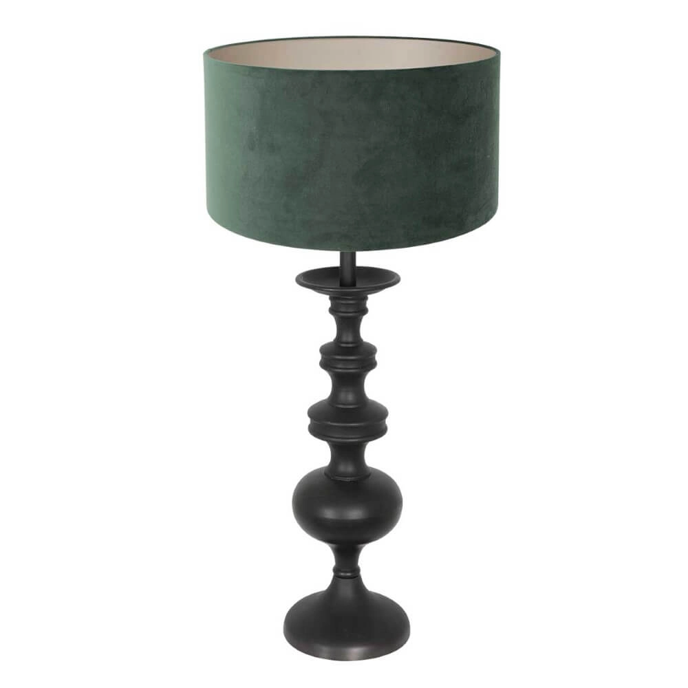 Classic table lamp Lyons C with green velvet shade