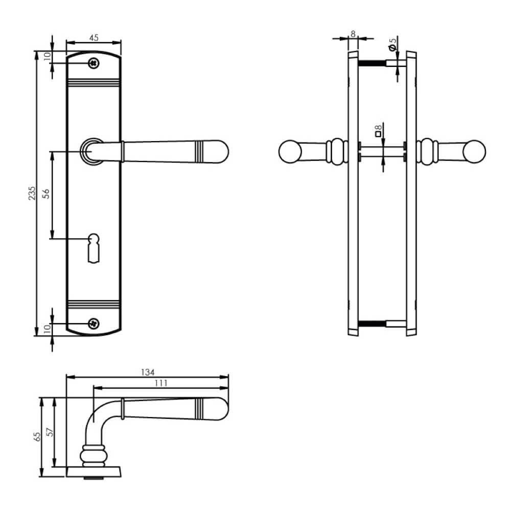 Door handle Helena Keyhole 56mm chrome Intersteel 8714186499016