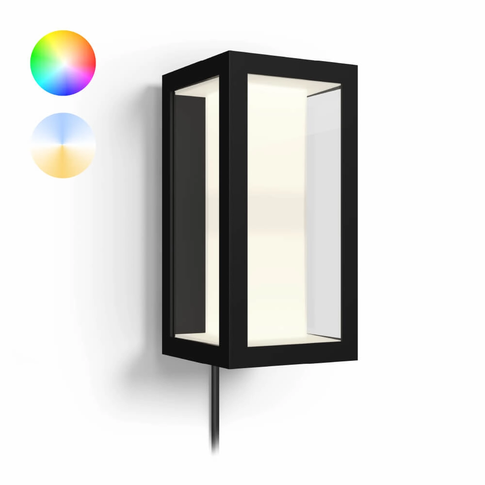 Square wall lamp Hue Impress 24 volt black