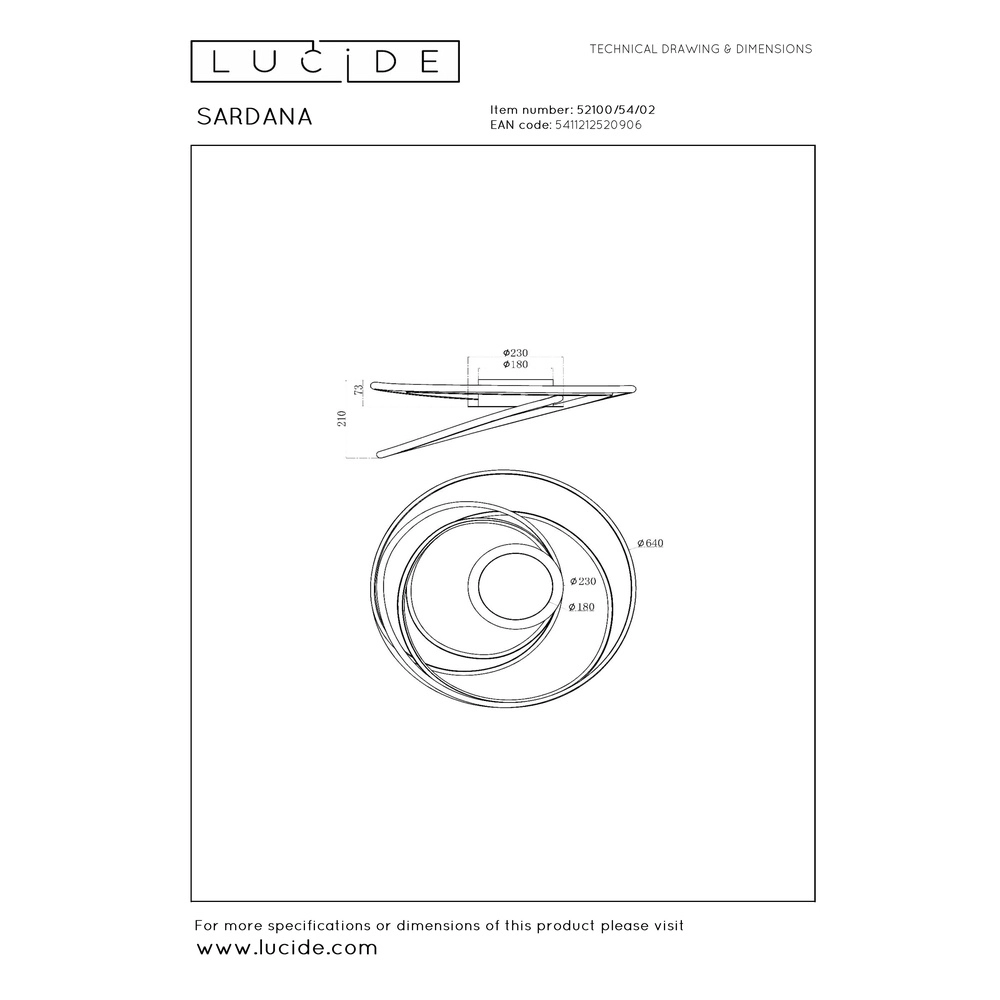 Design ceiling lamp Sardana curl gold Premium by Lucide 5411212520906