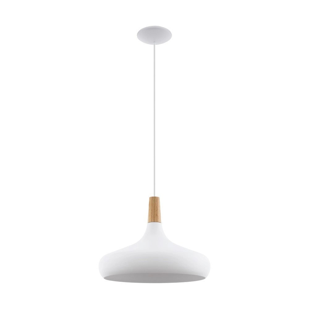 Modern pendant lamp Sabinar 40cm white with wood brown Eglo 9008606299997