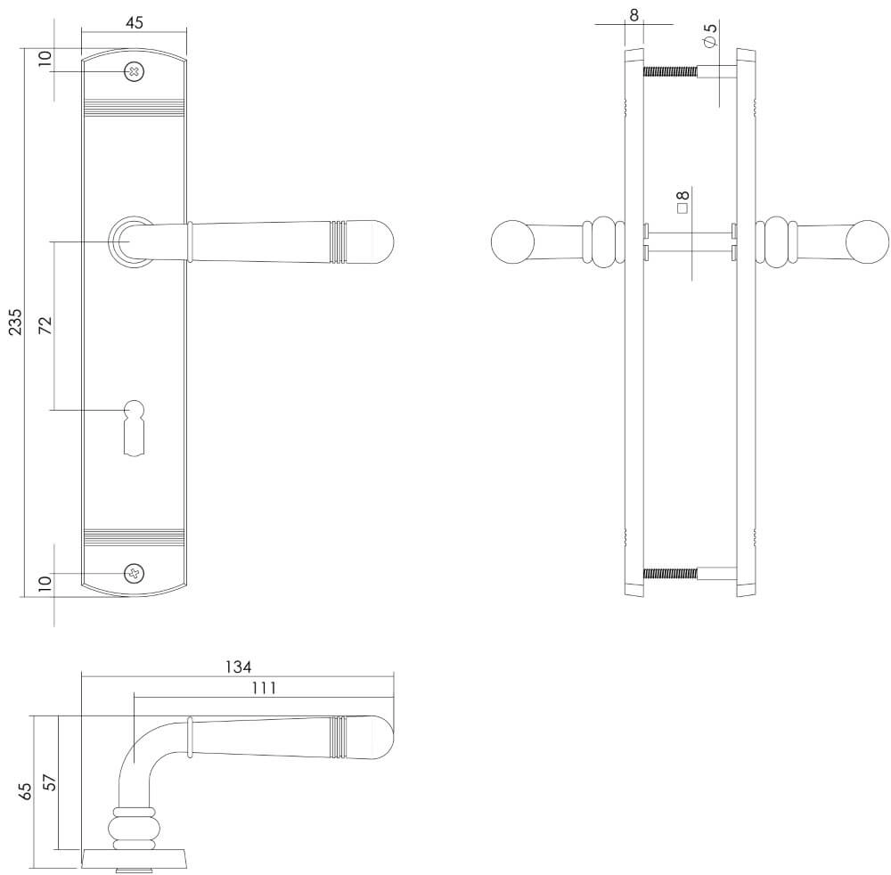 Door handle Helena Key 72mm brass lacquered Intersteel 8714186272305