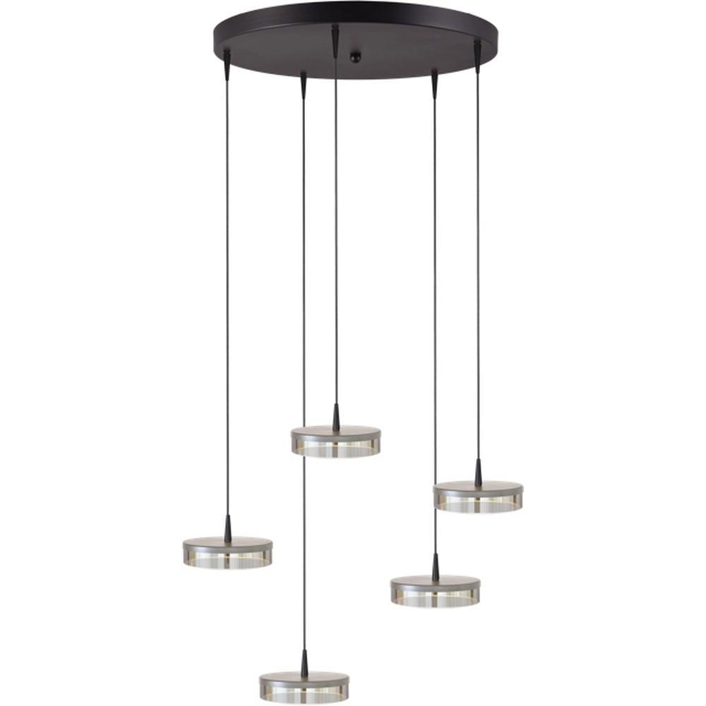 5-light pendant lamp Imperia Ø 50cm black with nickel