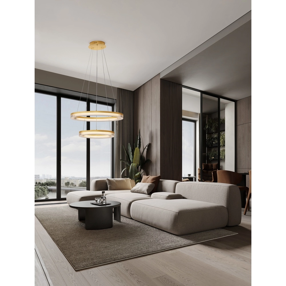 Golden pendant lamp Luana 2-light Lyora 5212017479686
