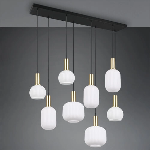 Dining room pendant lamp Diva 8-light - white glass Trio 4017807614527