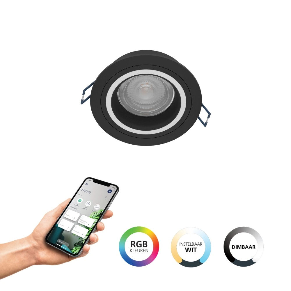Zigbee recessed spot Carosso-Z black - round Eglo 9008606259809