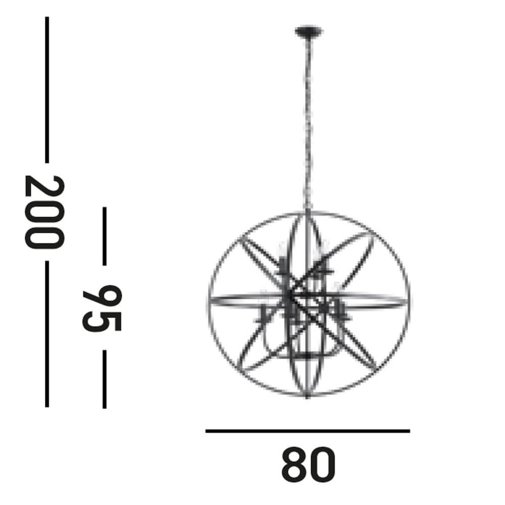 Antique pendant lamp Orbit 8-light black Searchlight 5053423271927
