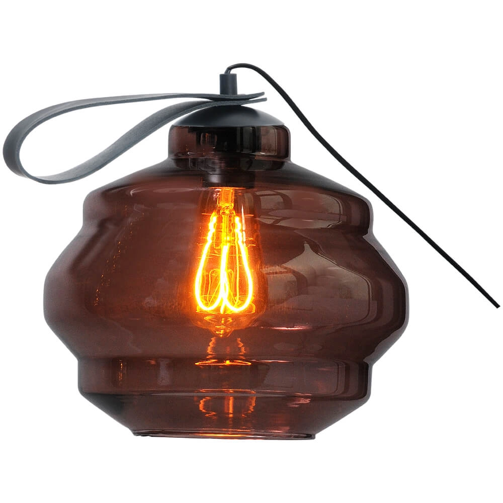 Table lamp Porto Carry with Ball red glass