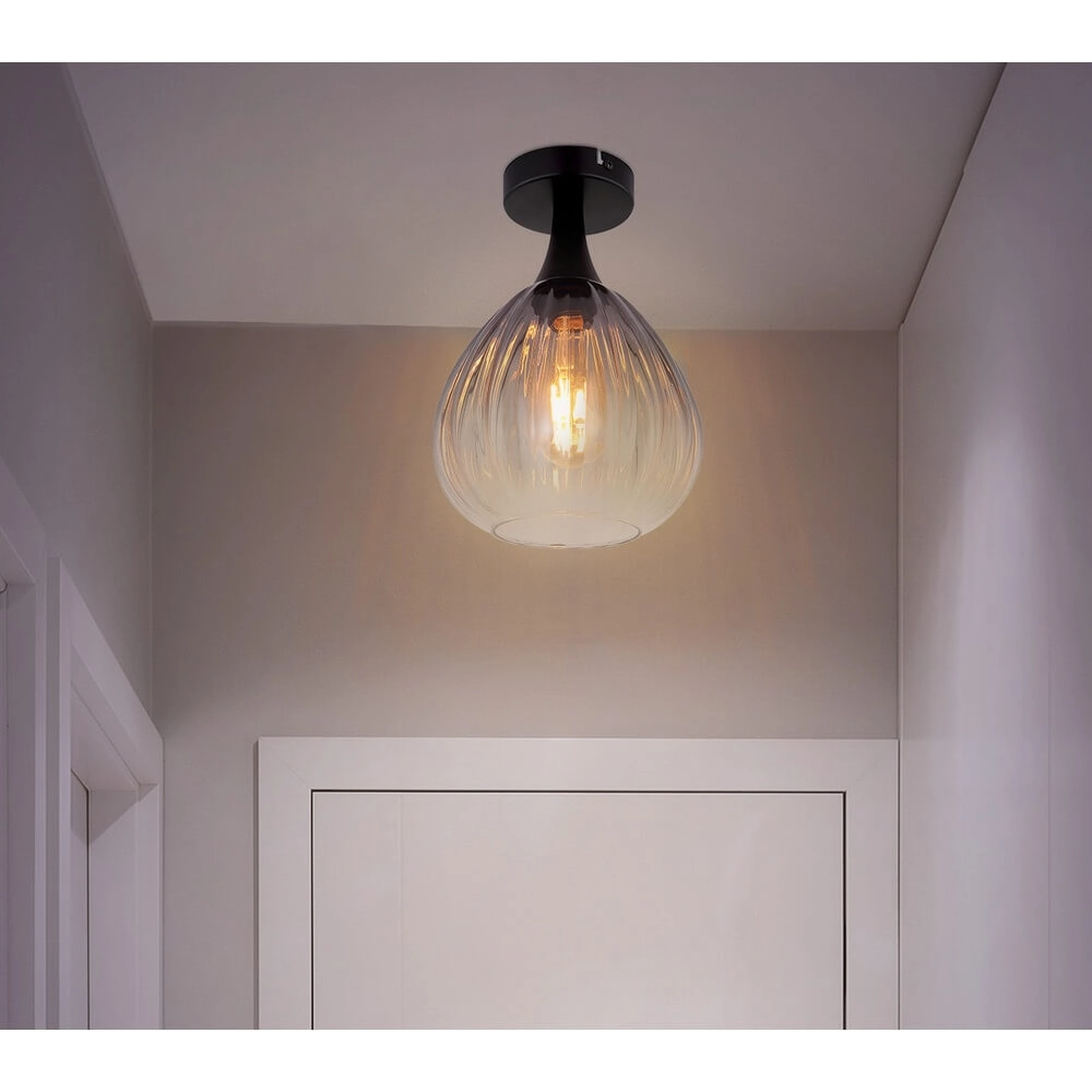 Black ceiling lamp Olsen Ø 20cm Globo 9007371450800