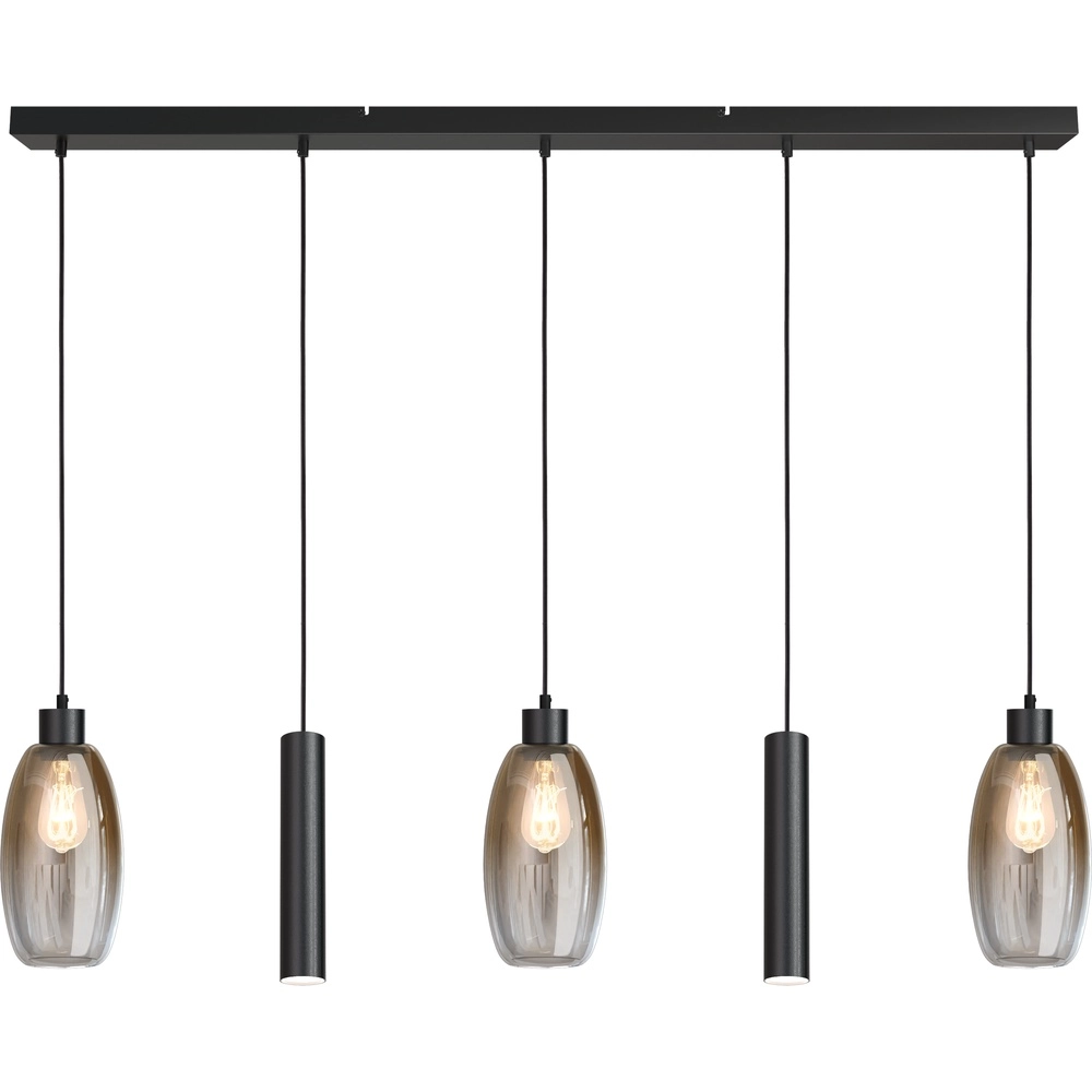 Glass pendant lamp Olive 3x Ø 12.5cm - 2x Run pendant - black