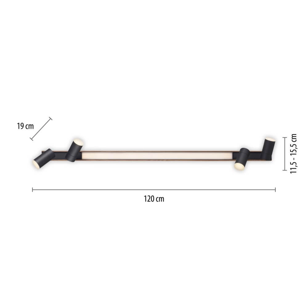 Sleek ceiling lamp Pure Lines Spot wood Paul Neuhaus 4012248374566
