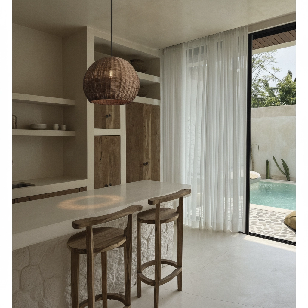 Pendant lamp Rielo black with rattan