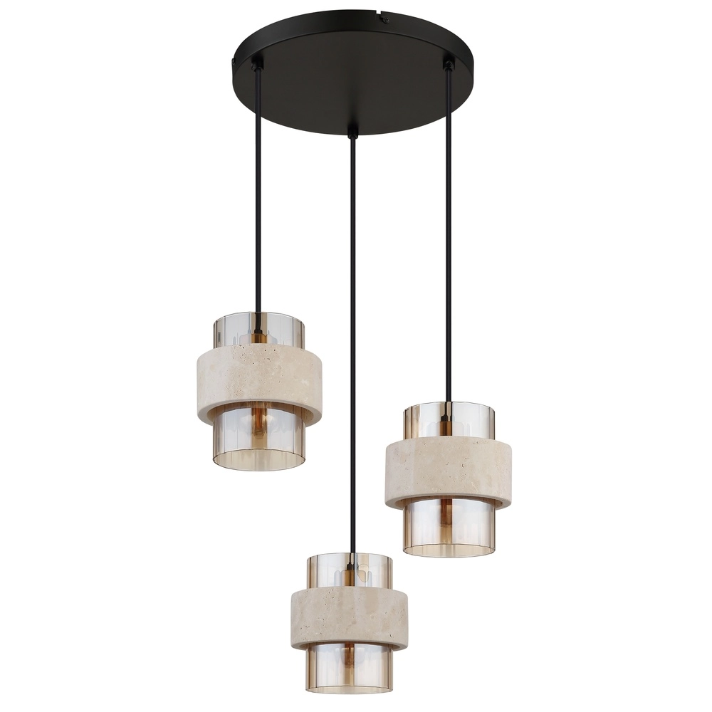 3-light pendant lamp Daren black with marble Globo 9007371589654