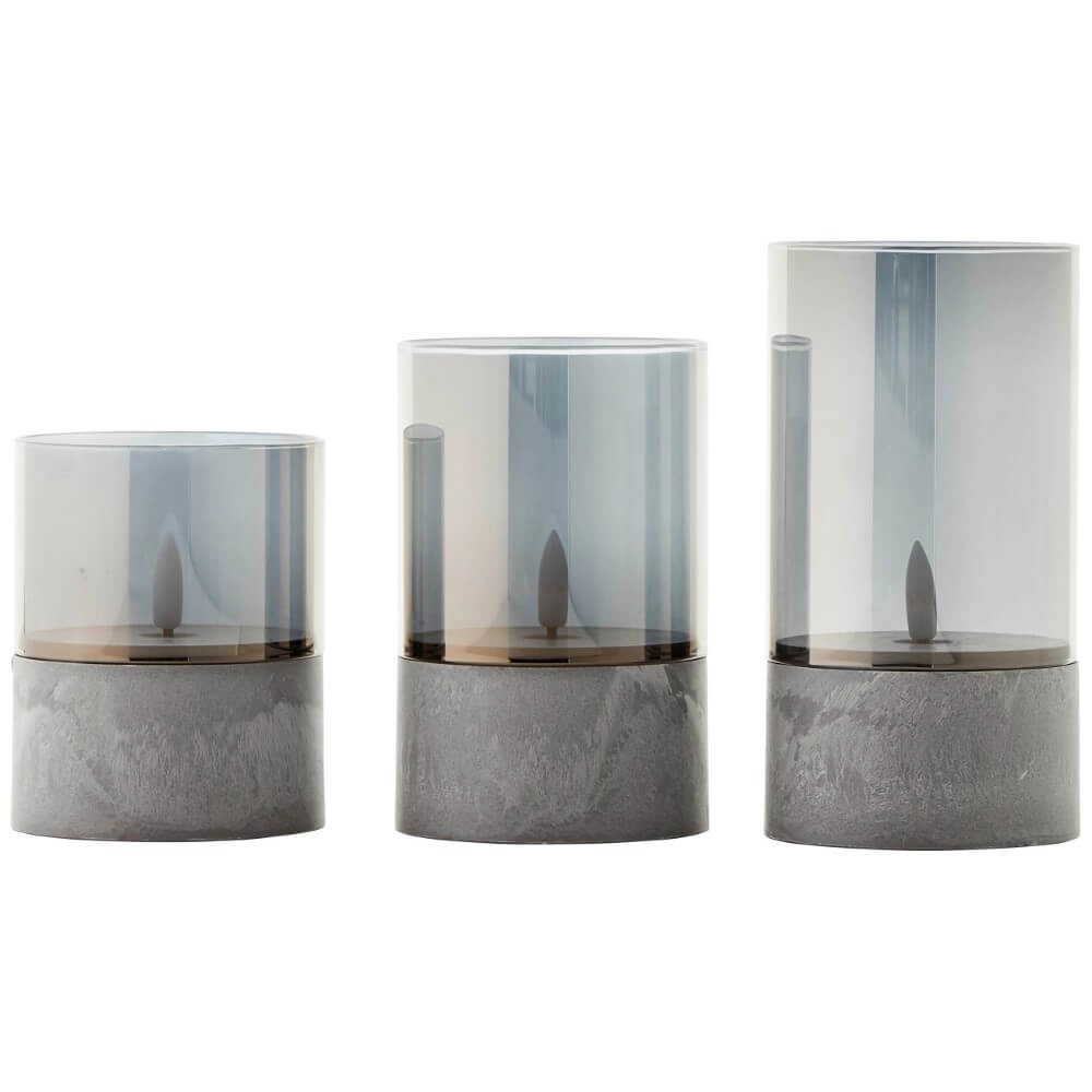 Set of 3 table lamps Bougie smoke glass Brilliant 4004353428326
