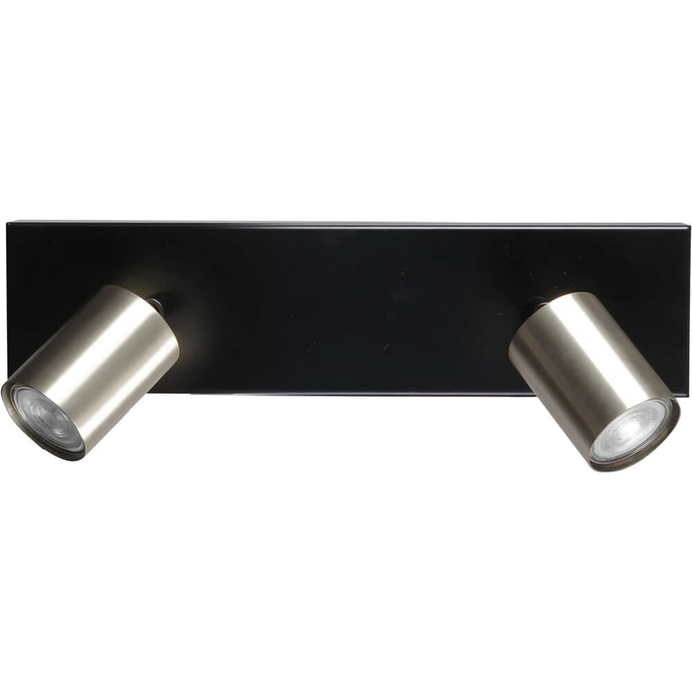 Black ceiling lamp Bounce with 2 nickel spots