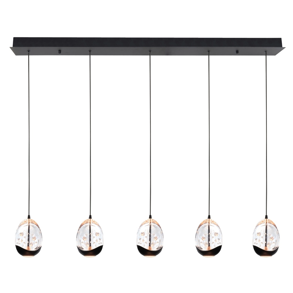 Pendant lamp Clear Egg black 5-light straight