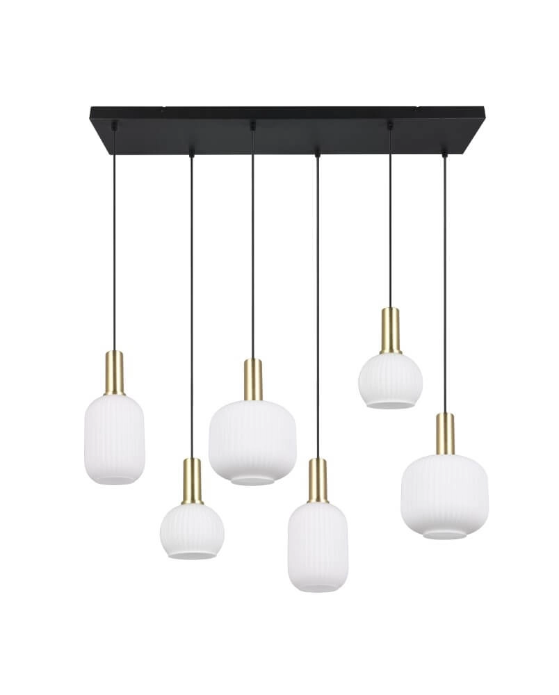 Dining room pendant lamp Diva 6-light - white glass Trio 4017807614510