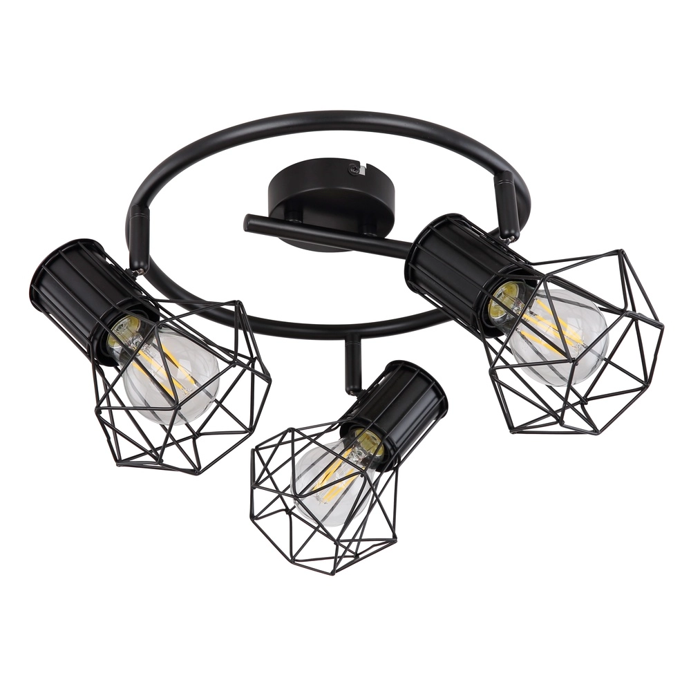 Round ceiling lamp Priska 3-light black Globo 9007371403172